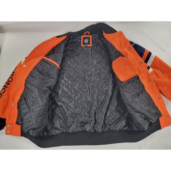 New! NFL Denver Broncos Embroidered Cotton Canvas Varsity Jacket Coat Men Sz XL - Picture 7 of 12